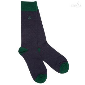 Sötétkék-zöld pöttyös férfi zokni 47-50