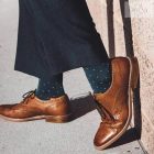 Kék-narancssárga pöttyös férfi zokni 47-50